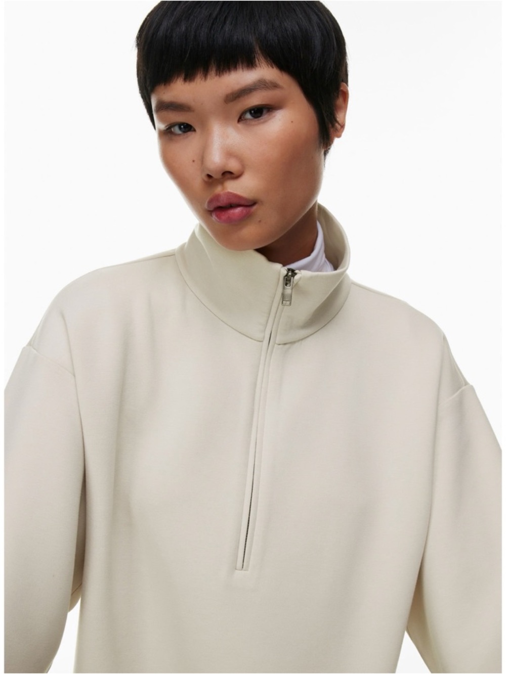 NWT Aritzia The Group Smooth Plush Energy Mockneck Sweatshirt Cream